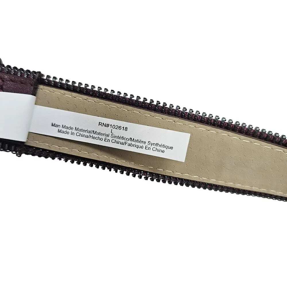 Brand Unknown NWT Burgundy Synthetic Leather Belt‎ Unique Zipper Edge Cyberpunk